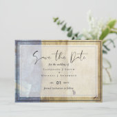 アーバンネイビーブルーモダンバジェット結婚式招待状 (スタンド正面)