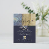 アーバンネイビーブルーモダンバジェット結婚式招待状 ポストカード (スタンド正面)