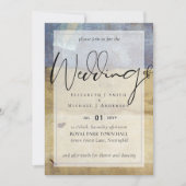 アーバンネイビーブルーモダンバジェット結婚式招待状 招待状 (正面)