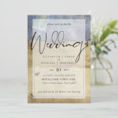 アーバンネイビーブルーモダンバジェット結婚式招待状 招待状 (スタンド正面)