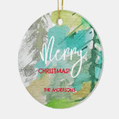 アーバンパステルモダンクリスマスツリーウォーターカラーアート セラミックオーナメント (左)