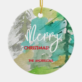 アーバンパステルモダン クリスマスツリー 水彩画アート セラミックオーナメント