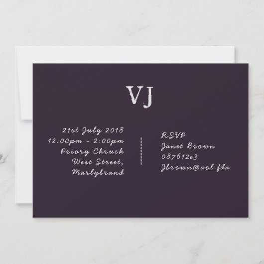 アーバンパープルオレンジ水彩ウェディング招待状 招待状 (裏面)