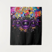 アーバンヒップホップクラブミュージックDJスピーカーの背景 タペストリー (正面)