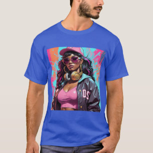アーバンヒップホップディーバ グラフィティスプラッシュアートTシャツ 🎧 Tシャツ