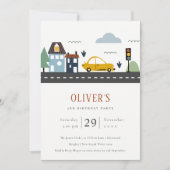 アーバンビークル道路任意の年齢誕生日招待状 サンキューカード (正面)
