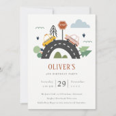 アーバンビークル道路任意の年齢誕生日招待状 サンキューカード (正面)