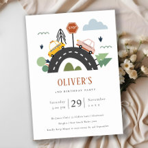 アーバンビークル道路任意の年齢誕生日招待状