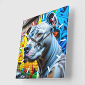 アーバンピットブルシティ通りアートグラフィティ スクエア壁時計 (傾斜)