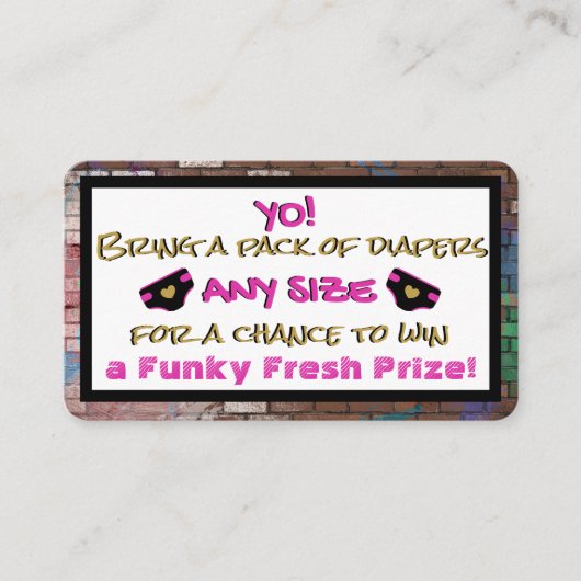 アーバンピンク&ブラックヒップホップおむつラッフル エンクロージャーカード (正面)