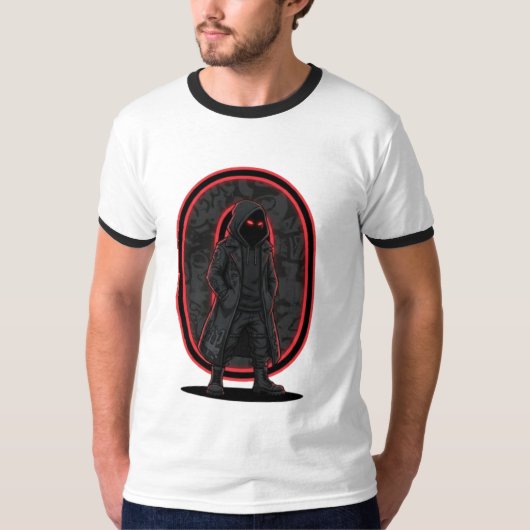 アーバンファントム ダークテックウェア フード姿 ストリート Tシャツ (正面)