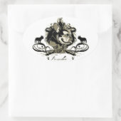 アーバンフランスのブルドッグ犬の品種ステッカー 楕円形シール (バッグ)