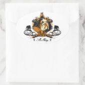 アーバンフローリッシュイングリッシュブルドッグステッカー 楕円形シール (バッグ)