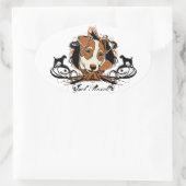 アーバンフローリッシュジャックラッセルステッカー 楕円形シール (バッグ)