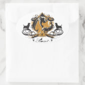 アーバンフローリッシュバスセットハウンドステッカー 楕円形シール (バッグ)