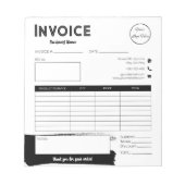 アーバンブラックとホワイトロゴのスモールビジネスインボイス ノートパッド (正面)