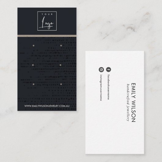 アーバンブラッククラフトドット3スタッドイヤリングディスプレイカード 名刺 (正面/裏面)