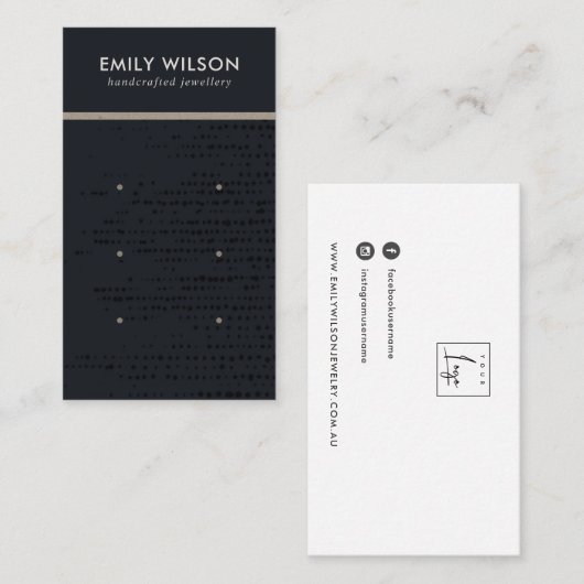 アーバンブラッククラフトドット3スタッドイヤリングディスプレイカード 名刺 (正面/裏面)