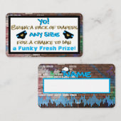 アーバンブルー&ブラックヒップホップおむつラッフル エンクロージャーカード (正面/裏面)