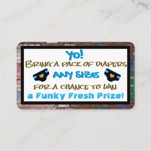 アーバンブルー&ブラックヒップホップおむつラッフル エンクロージャーカード (正面)