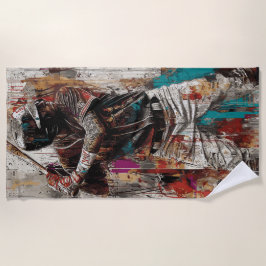 アーバンベースボールプレーヤー グラフィティ アート イラスト ビーチタオル