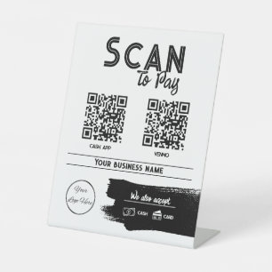 アーバンホワイト2 QRコードtattoo shop scan to pay 台座サイン