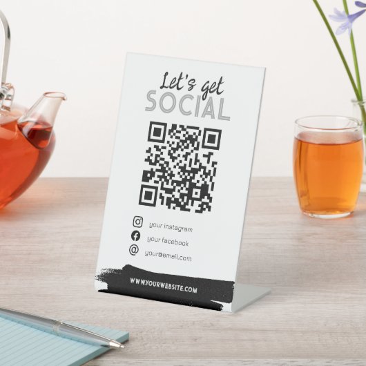 アーバンホワイトQRコード男らしはソーシャルメディアをスキャン 台座サイン (インサイチュ)