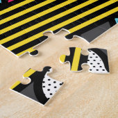 アーバンポップ・アートのアート抽象芸術幾何学的キューブモノグラム ジグソーパズル (側面)