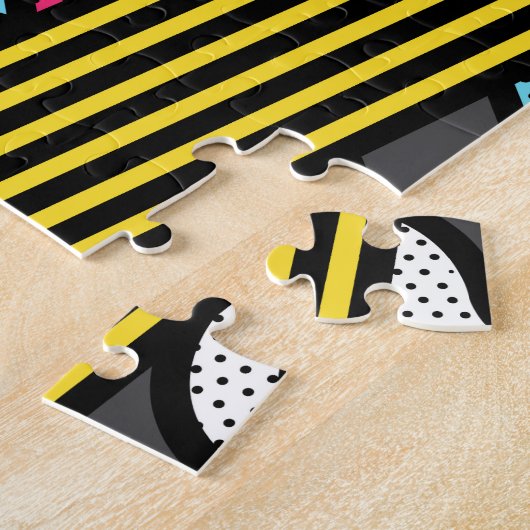 アーバンポップ・アートのアート抽象芸術幾何学的キューブモノグラム ジグソーパズル (側面)