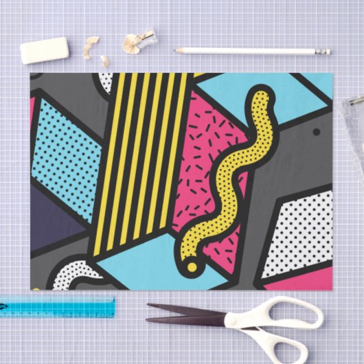 アーバンポップ・アートのアート抽象芸術幾何学線とドット 薄葉紙 (クラフト)