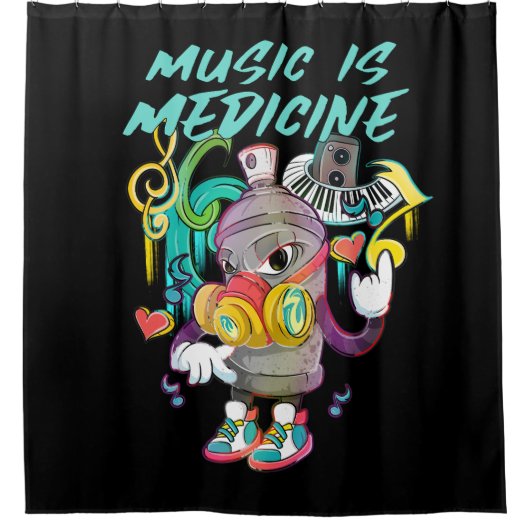 アーバンミュージックはメディシン・グラフィティ シャワーカーテン (正面)