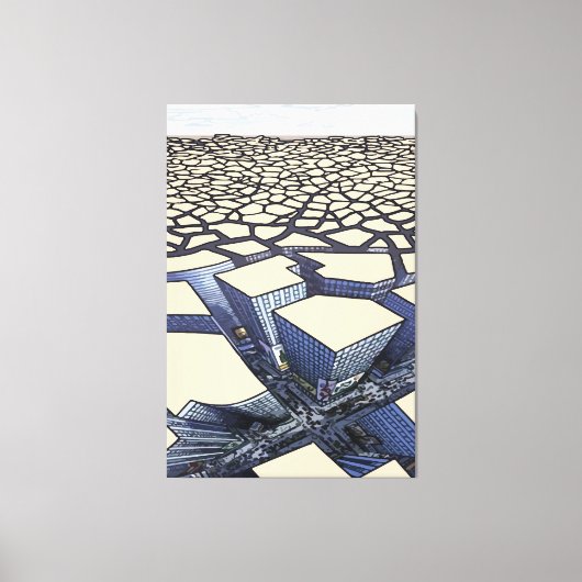 アーバンミラージュ:不毛の土地のコンクリートの峡谷 キャンバスプリント (正面)