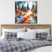 アーバンミラージュ：抽象芸術の街並み キャンバスプリント (インサイチュ (寝室))