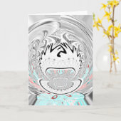 アーバンモダンアッシュグレーフローラ抽象芸術パターンアート カード (黄色い花)