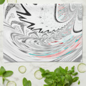 アーバンモダンアッシュグレーフローラ抽象芸術パターンアート キッチンタオル (折り畳み)