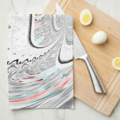 アーバンモダンアッシュグレーフローラ抽象芸術パターンアート キッチンタオル (四つ折り)