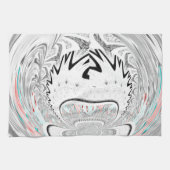 アーバンモダンアッシュグレーフローラ抽象芸術パターンアート キッチンタオル (横)