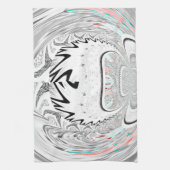 アーバンモダンアッシュグレーフローラ抽象芸術パターンアート キッチンタオル (縦)