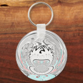 アーバンモダンアッシュグレーフローラ抽象芸術パターンアート キーホルダー (正面)