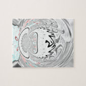 アーバンモダンアッシュグレーフローラ抽象芸術パターンアート ジグソーパズル (横)