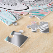 アーバンモダンアッシュグレーフローラ抽象芸術パターンアート ジグソーパズル (側面)