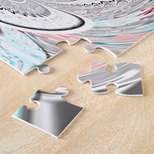 アーバンモダンアッシュグレーフローラ抽象芸術パターンアート ジグソーパズル (側面)