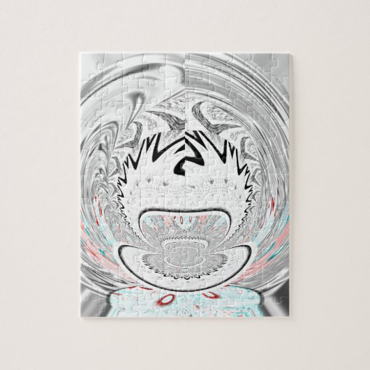 アーバンモダンアッシュグレーフローラ抽象芸術パターンアート ジグソーパズル (縦)