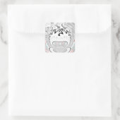 アーバンモダンアッシュグレーフローラ抽象芸術パターンアート スクエアシール (バッグ)