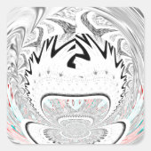 アーバンモダンアッシュグレーフローラ抽象芸術パターンアート スクエアシール (正面)