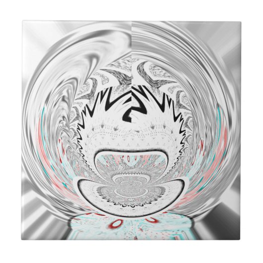 アーバンモダンアッシュグレーフローラ抽象芸術パターンアート タイル (正面)