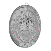 アーバンモダンアッシュグレーフローラ抽象芸術パターンアート ダーツボード (正面左)