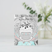 アーバンモダンアッシュグレーフローラ抽象芸術パターンアート ポストカード (スタンド正面)