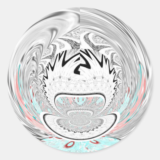 アーバンモダンアッシュグレーフローラ抽象芸術パターンアート ラウンドシール (正面)