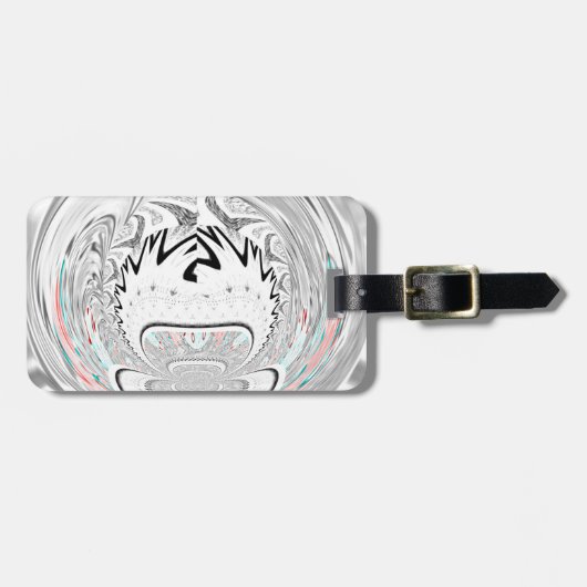 アーバンモダンアッシュグレーフローラ抽象芸術パターンアート ラゲッジタグ (正面横)